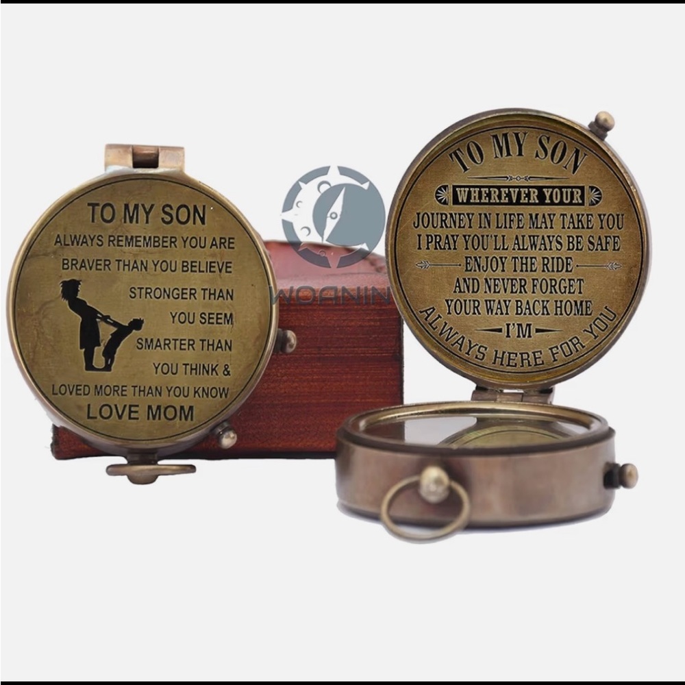 New NIB Personalized Engraved Gift to Son Compass - Picture 1 of 4